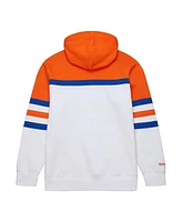 Men's Mitchell & Ness White, Orange New York Islanders Head Coach Pullover Hoodie