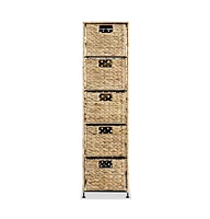 Storage Unit with 5 Baskets 10"x14.6"x39.4" Water Hyacinth