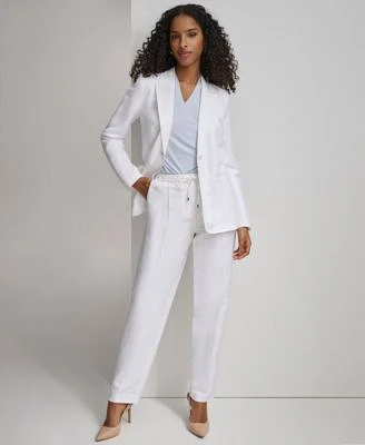 Calvin Klein Womens Linen Single Button Blazer Drawstring Pants