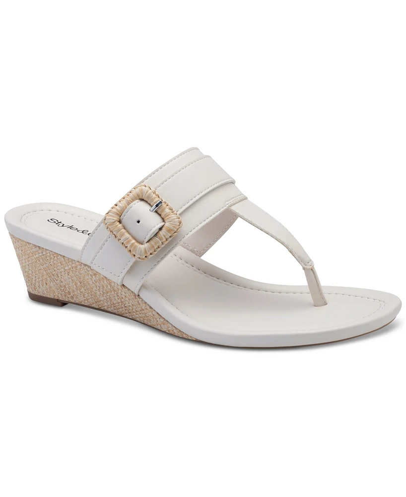 Style & Co Women's Polliee Buckled Thong Wedge Sandals, Created for Macy's