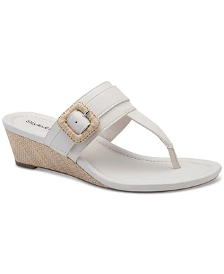 Style & Co Women's Polliee Buckled Thong Wedge Sandals, Created for Macy's