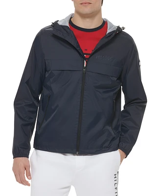 Tommy Hilfiger Men's Stretch Hooded Zip-Front Rain Jacket