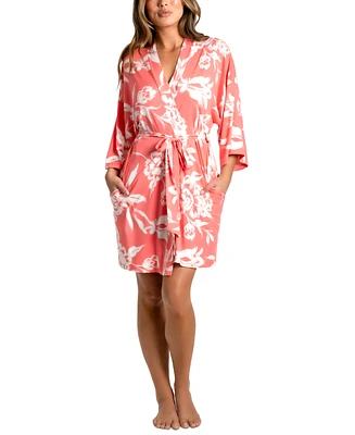 Linea Donatella Women's Printed 3/4-Sleeve Robe