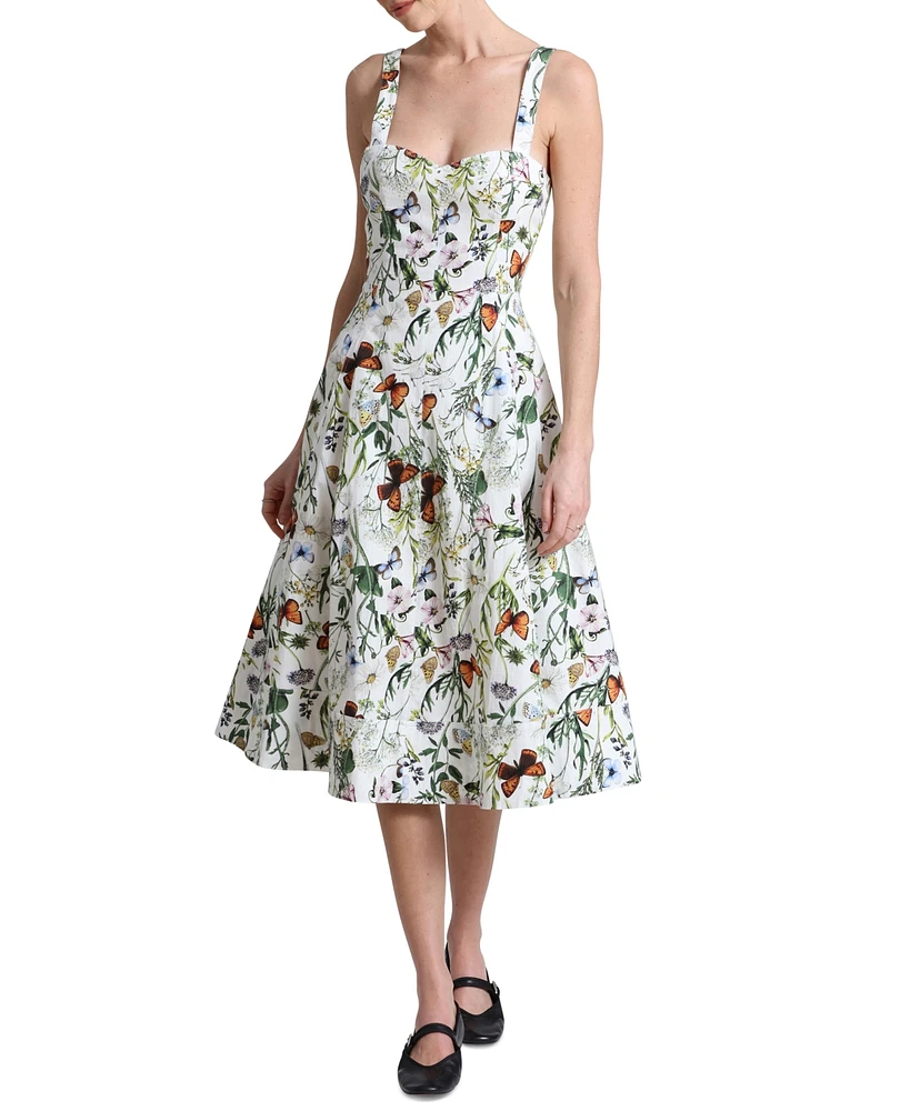 Avec Les Filles Women's Printed A-Line Midi Dress