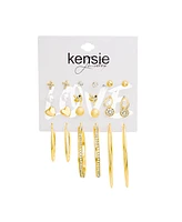 kensie Gold-Tone 12 Piece Multi Charm Earring Set