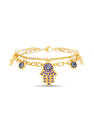 kensie Gold-Tone Hamsa Hand Evil Eye Charm Bracelet