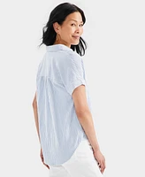 Style & Co Petite Cotton Gauze Camp Shirt, Created for Macy's