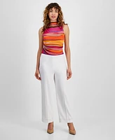 Bar Iii Women's Darted-Waist Wide-Leg High-Rise Pants, Created for Macy's