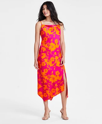 Bar Iii Women's Printed Cowl Neck Asymmetrical-Hem Dress, Created for Macy's