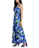 Jamie & Layla Petite Printed Twist-Front Maxi Dress