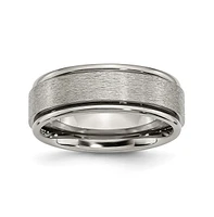 Chisel Titanium Brushed Center Ridged Edge Wedding Band Ring