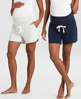 Seraphine Women's Essential Jersey High Waist Maternity Shorts, Set of 2