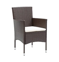 Patio Dining Chairs 4 pcs Poly Rattan Brown
