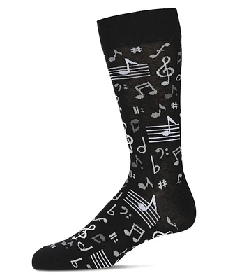 MeMoi Men's Musical Notes Novelty Crew Socks