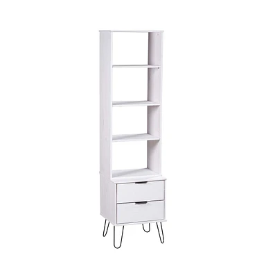 Book Cabinet New York White Solid Pine Wood