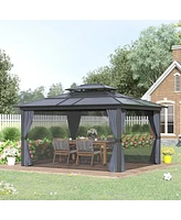 Outsunny Outsunny 10x10 Hardtop Gazebo with Aluminum Frame,