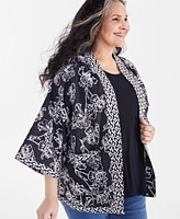 Style & Co Plus Linen Blend Reversible Kimono, Created for Macy's