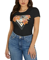 Guess Women's Tropical Triangle Cotton Embellished T-Shirt