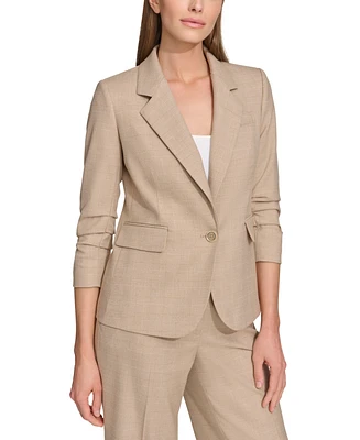 Dkny Petite Madison Notched-Collar Ruched-Sleeve Jacket