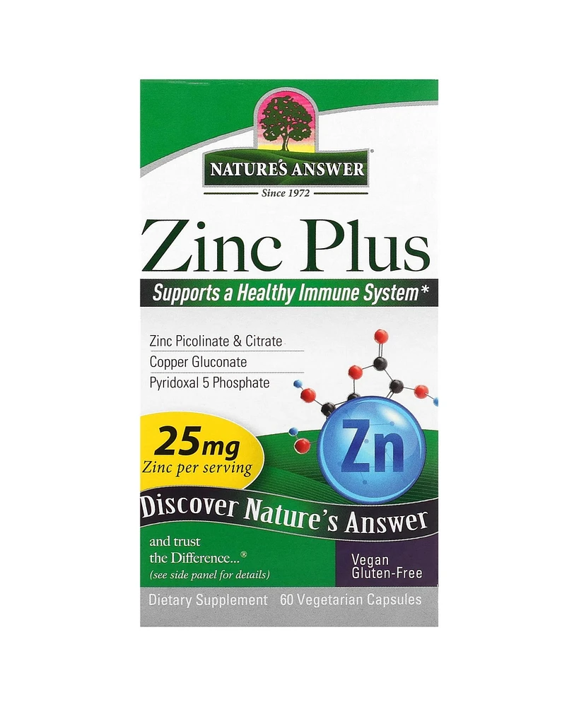 Nature's Answer Zinc Plus 25 mg - 60 Vegetarian Capsules - Assorted Pre