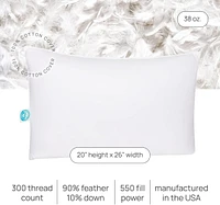 East Coast Bedding 10% Down, 90% Feather Bed Pillow Standard, Pack of 2