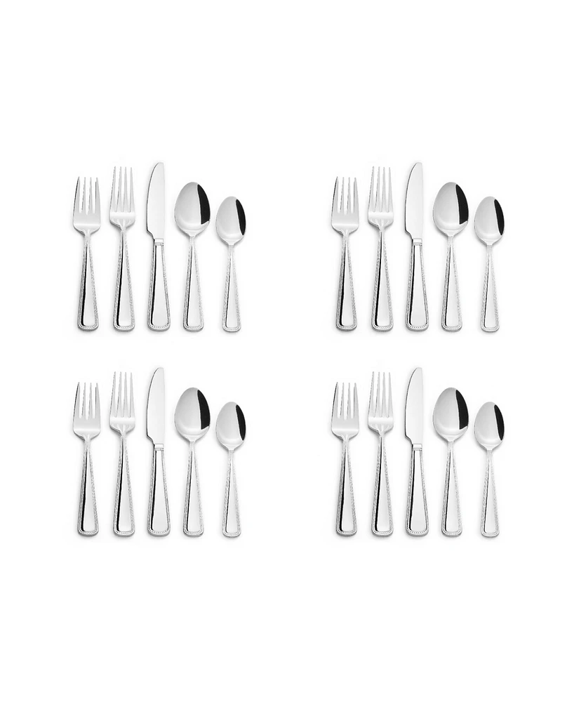 Kitchinox Stainless Steel Taylor Bead 20 Piece Flatware Set, Service for 4