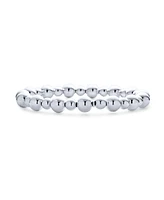 Bling Jewelry Modern Classic Round Alternating 5-8MM Ball Bead Stretch Bracelet For Women Stretchable Shinny Sterling Silver