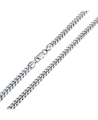 Bling Jewelry Solid Sterling Silver 150 Gauge 5MM Heavy Curb Miami Cuban Chain Necklace 24 Inch