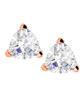 Suzy Levian New York Sterling Silver Cubic Zirconia Trillion-Cut Classic Stud Earrings