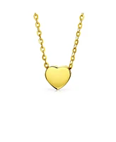 Bling Jewelry Simple Delicate Petite 14K YellowGold Station Heart Shape Pendant Necklace For Women