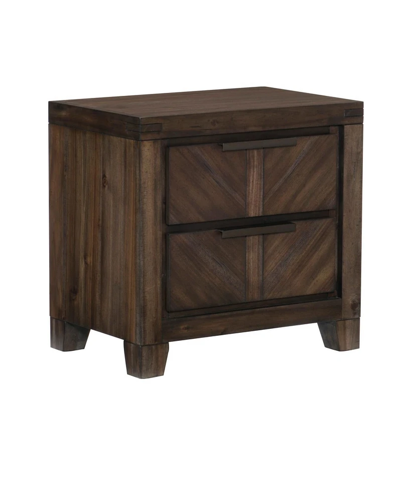 Streamdale Furniture Modern-Rustic Design 1 Piece Wooden Nightstand Of Drawers Distressed Espresso Finish Plank Style