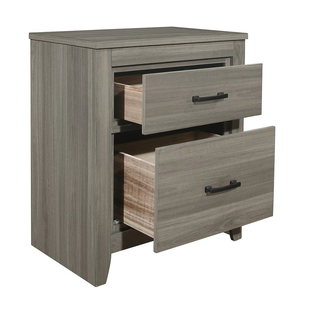 Simplie Fun Dark Finish Transitional Look 1 Piece Nightstand Industrial Rustic Modern Style