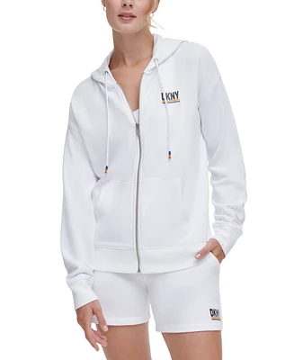 Dkny Sport Women's Rainbow Pride Zip Front Hooded Sweatshirt