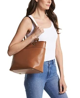 Michael Kors Medium Leather Top Zip Pocket Tote