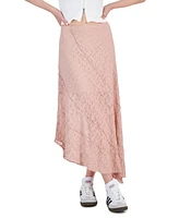 Ultra Flirt Juniors' Lace Pull-On Asymmetric Midi Skirt