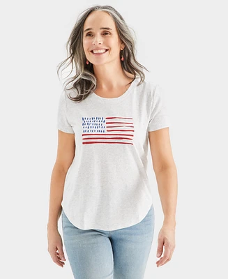 Style & Co Women's Usa Flag Graphic Crewneck T-Shirt