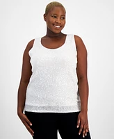 Anne Klein Plus Sequin Mesh Tank Top