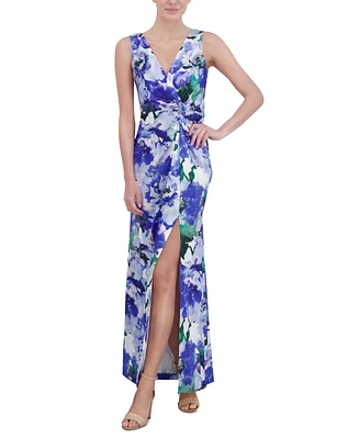 Eliza J Women's Floral-Print Twist-Front Gown