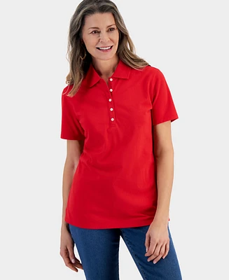 Style & Co Women's Short-Sleeve Cotton Polo Shirt