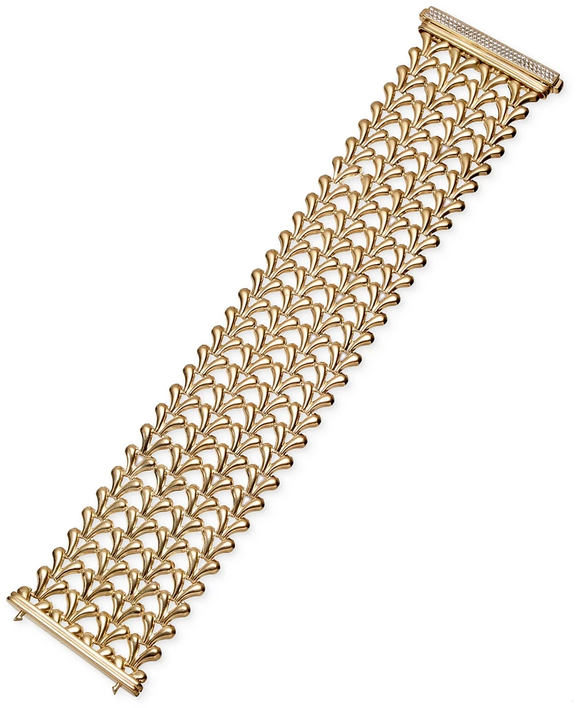 Diamond Pave Clasp Wide Fancy Link Bracelet (5/8 ct. t.w.) in 14k Gold-Plated Sterling Silver - Gold