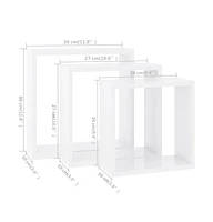 Wall Cube Shelves 3 pcs White Mdf