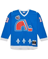 Men's Mitchell & Ness Mats Sundin Blue Distressed Quebec Nordiques Vintage-Like Hockey 1992/93 Line Player Jersey