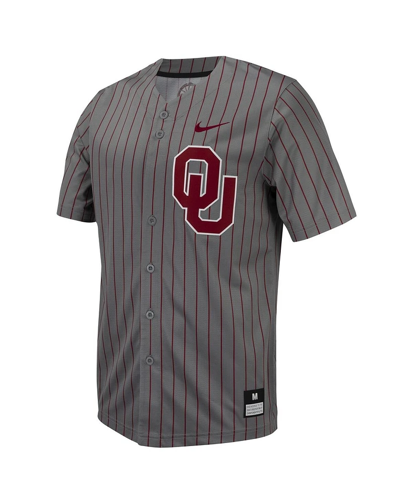 Men's Nike Anthracite Oklahoma Sooners Pinstripe Replica Baseball Jersey