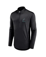 Men's Fanatics Black Miami Marlins Quarterback Quarter-Zip Top