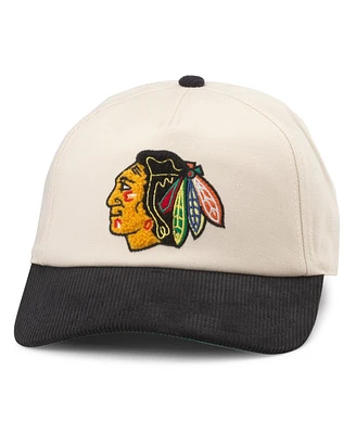 Men's American Needle White, Black Chicago Blackhawks Burnett Adjustable Hat