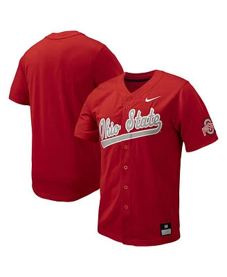 Men's Nike Scarlet Ohio State Buckeyes Replica Full-Button Baseball Jersey