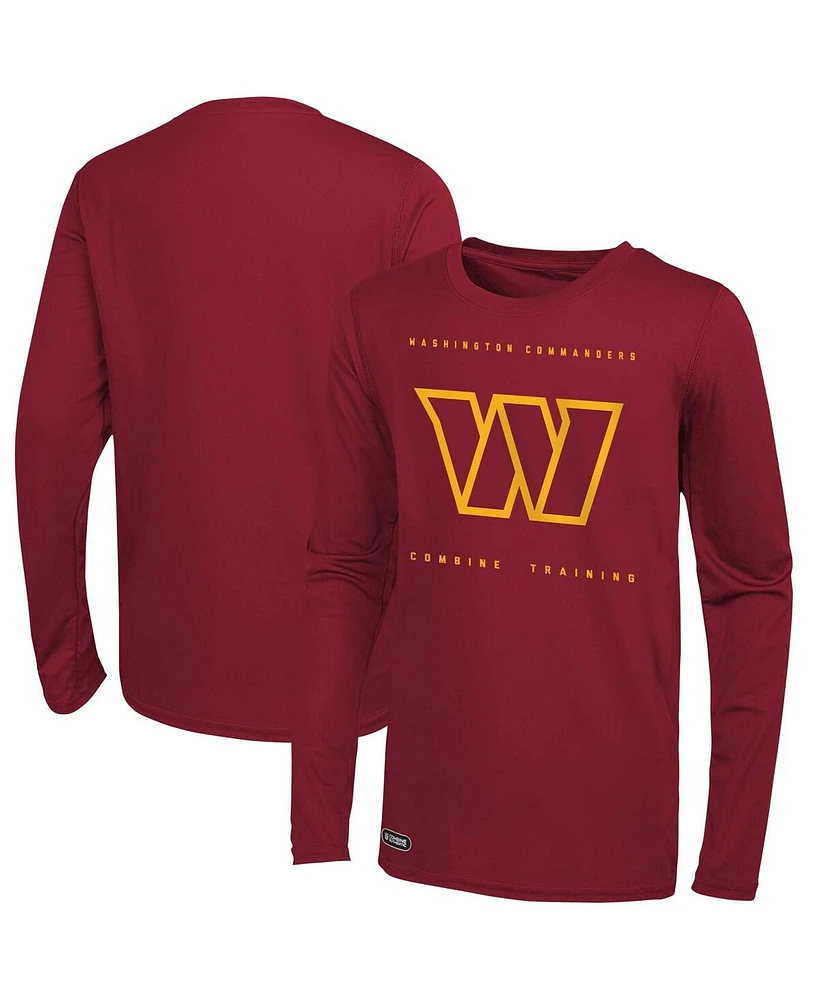 Men's Burgundy Washington Commanders Side Drill Long Sleeve T-Shirt