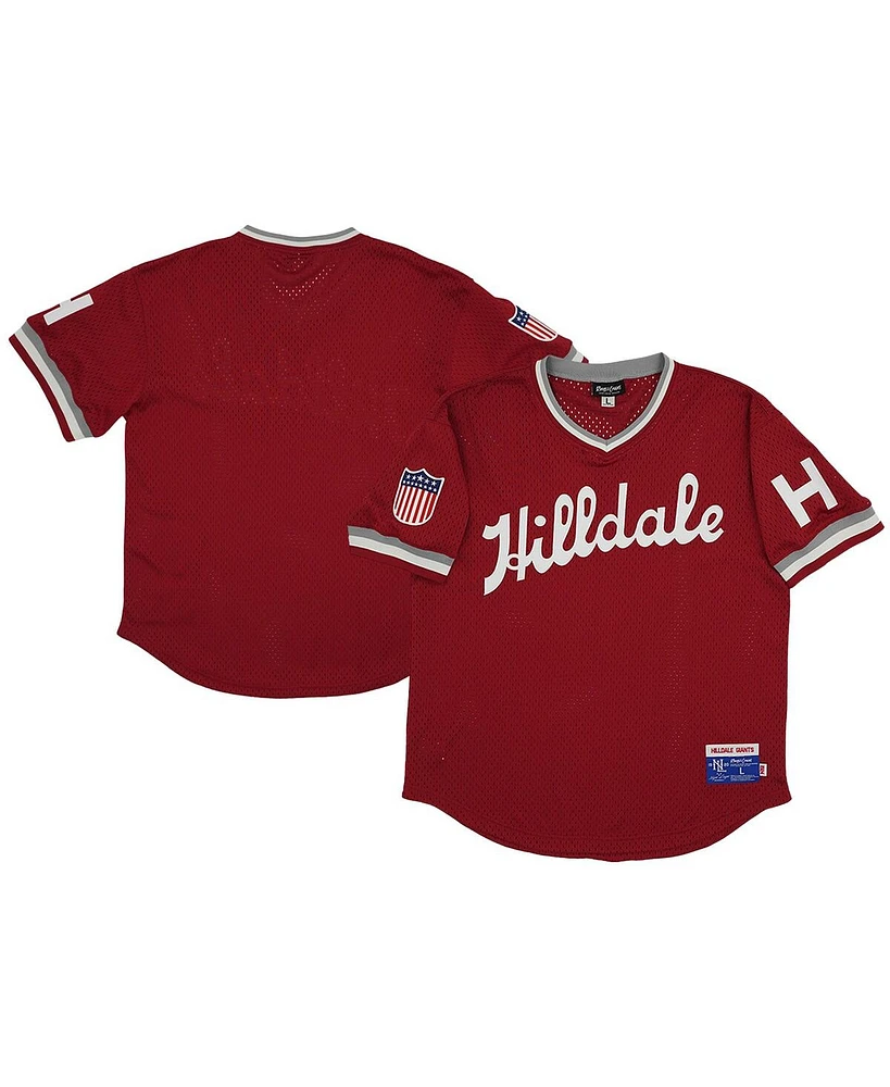 Men's Rings & Crwns Red Distressed Hilldale Club Mesh Replica V-Neck Jersey