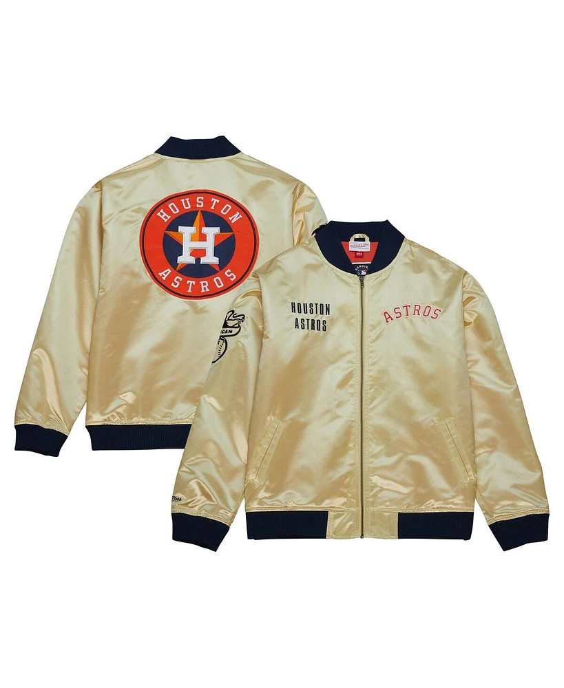 Men's Mitchell & Ness Gold Houston Astros Og 2.0 Lightweight Satin Full-Zip Jacket