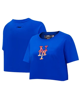 Women's Pro Standard Royal New York Mets Painted Sky Boxy Cropped T-shirt